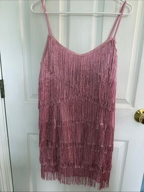 Cider Pink Fringe Mini Dress